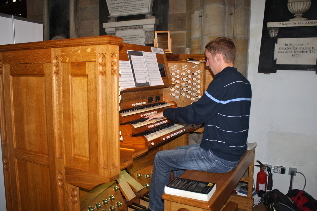Robert Smith playing the organ at Lancaster Priory